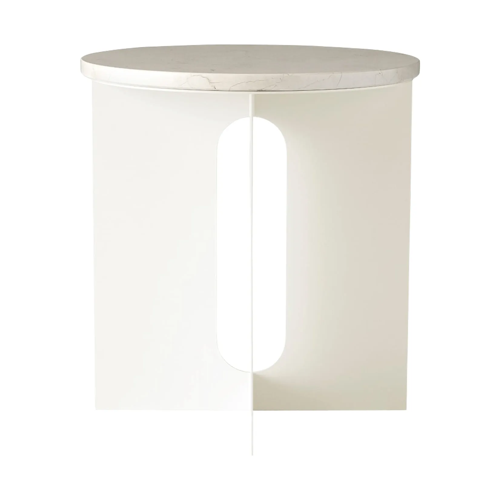 Androgyne Bijzettafel, Crystal Rose marmer-ivory staal, Ø42 cm Audo Copenhagen