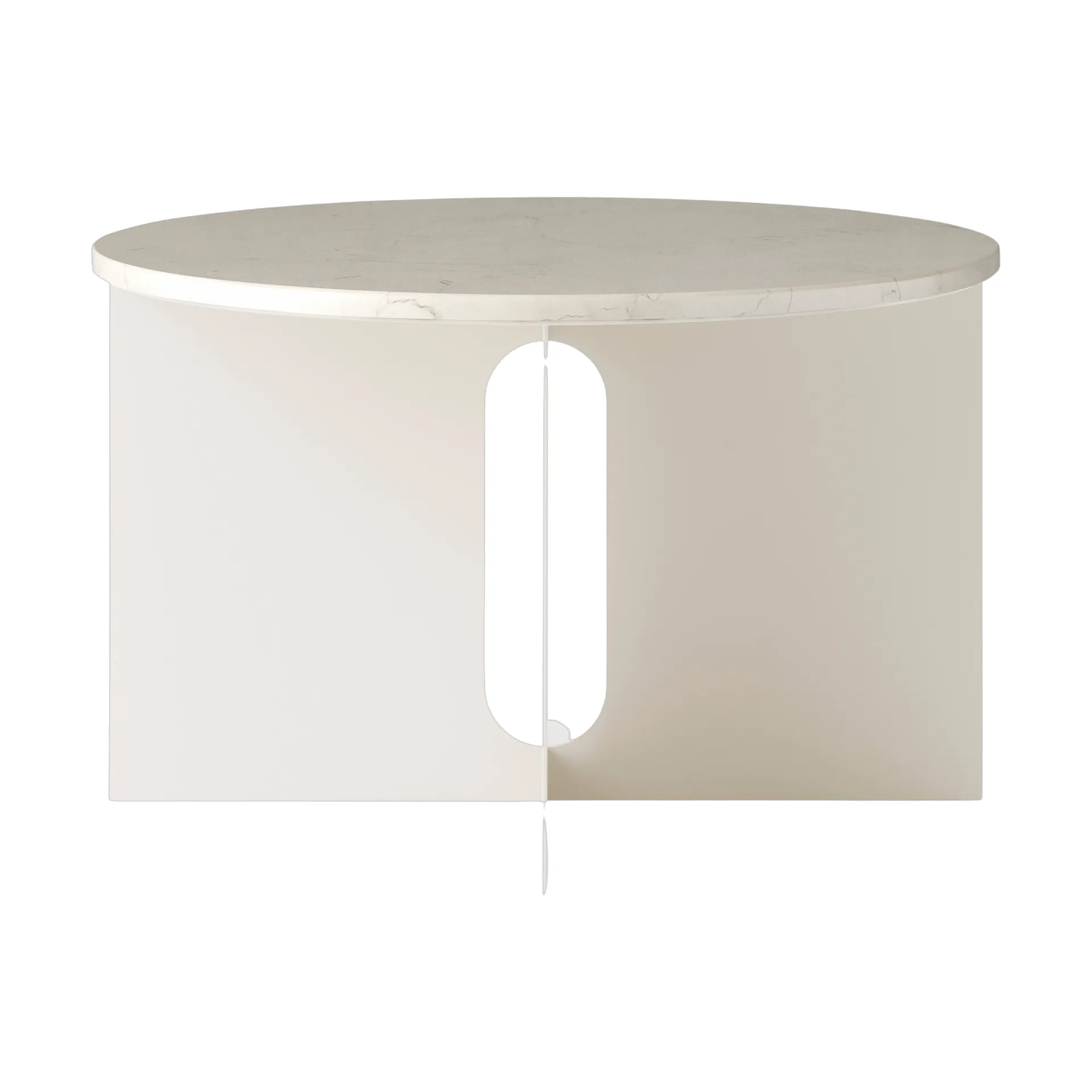 Androgyne Bijzettafel, Crystal Rose marmer-ivory staal, Ø65 cm Audo Copenhagen