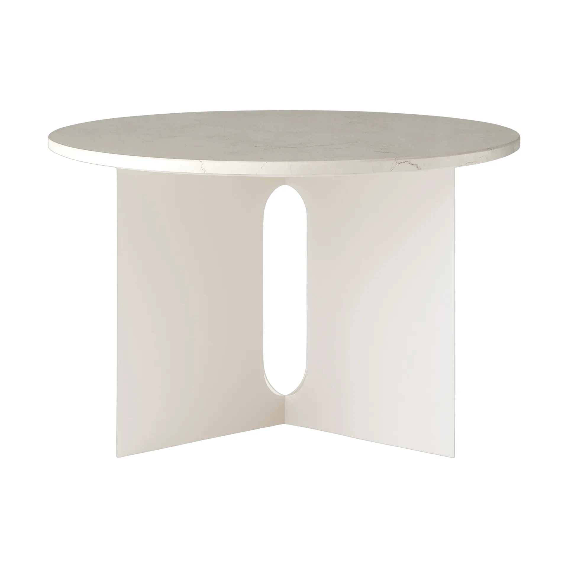 Androgyne Bijzettafel, Crystal Rose marmer-ivory staal, Ø65 cm Audo Copenhagen