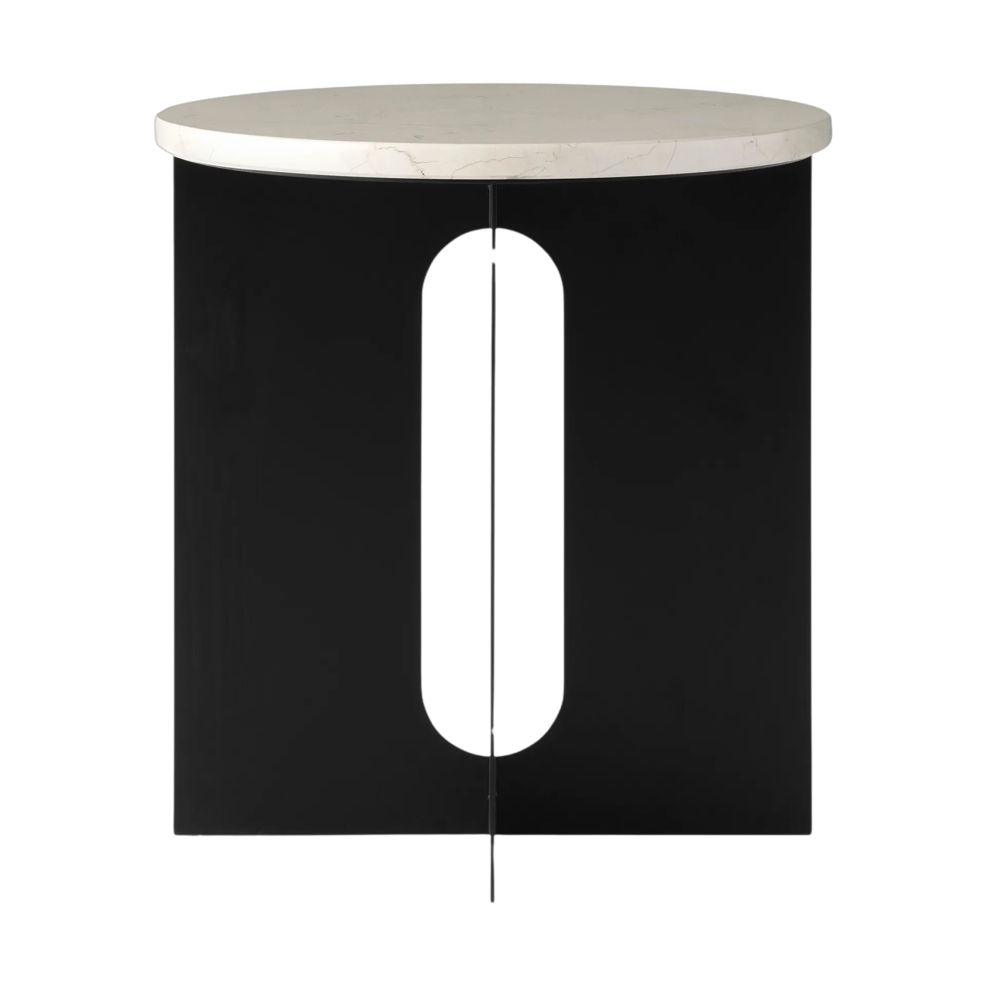 Androgyne Bijzettafel, Crystal Rose marmer-zwart staal, Ø42 cm Audo Copenhagen