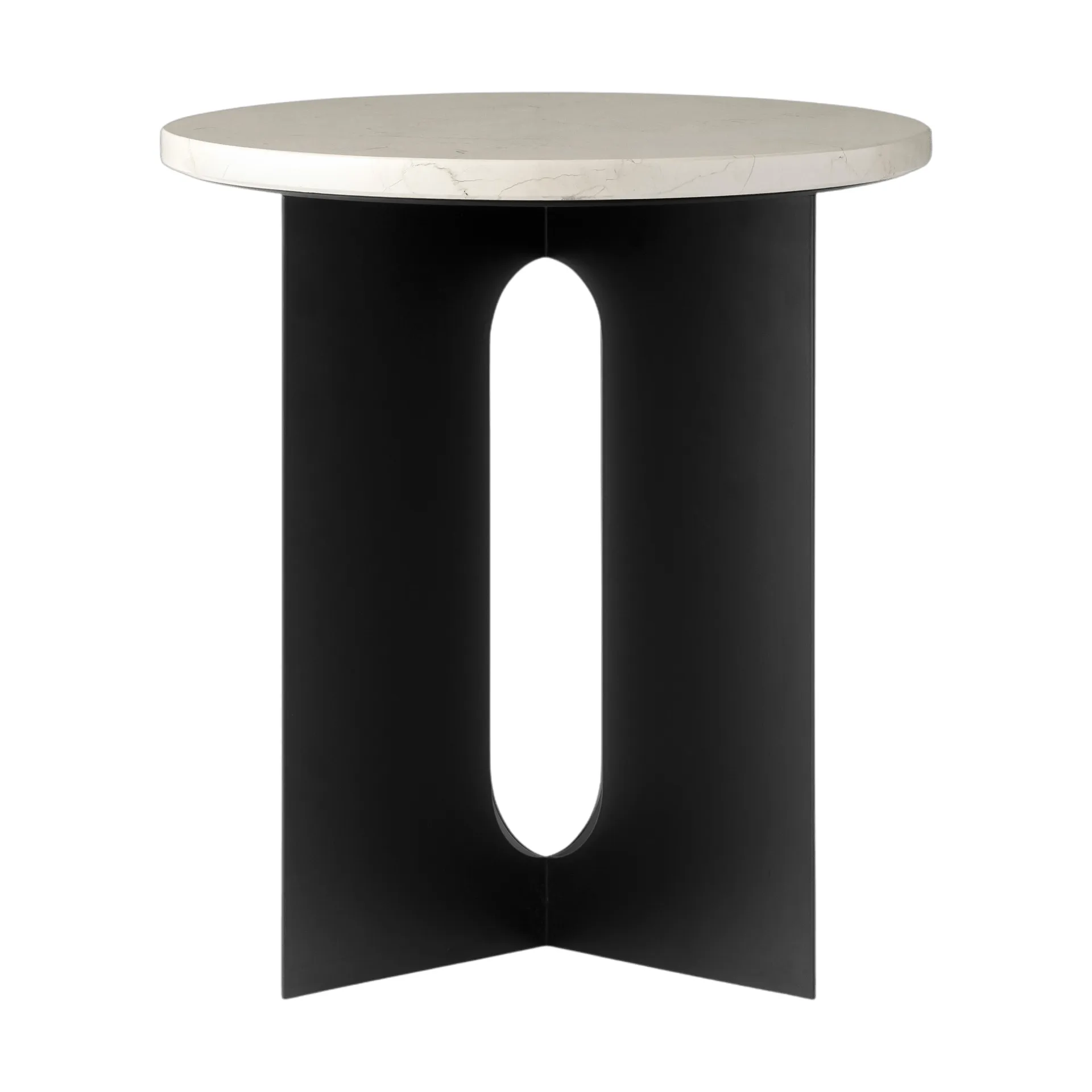 Androgyne Bijzettafel, Crystal Rose marmer-zwart staal, Ø42 cm Audo Copenhagen