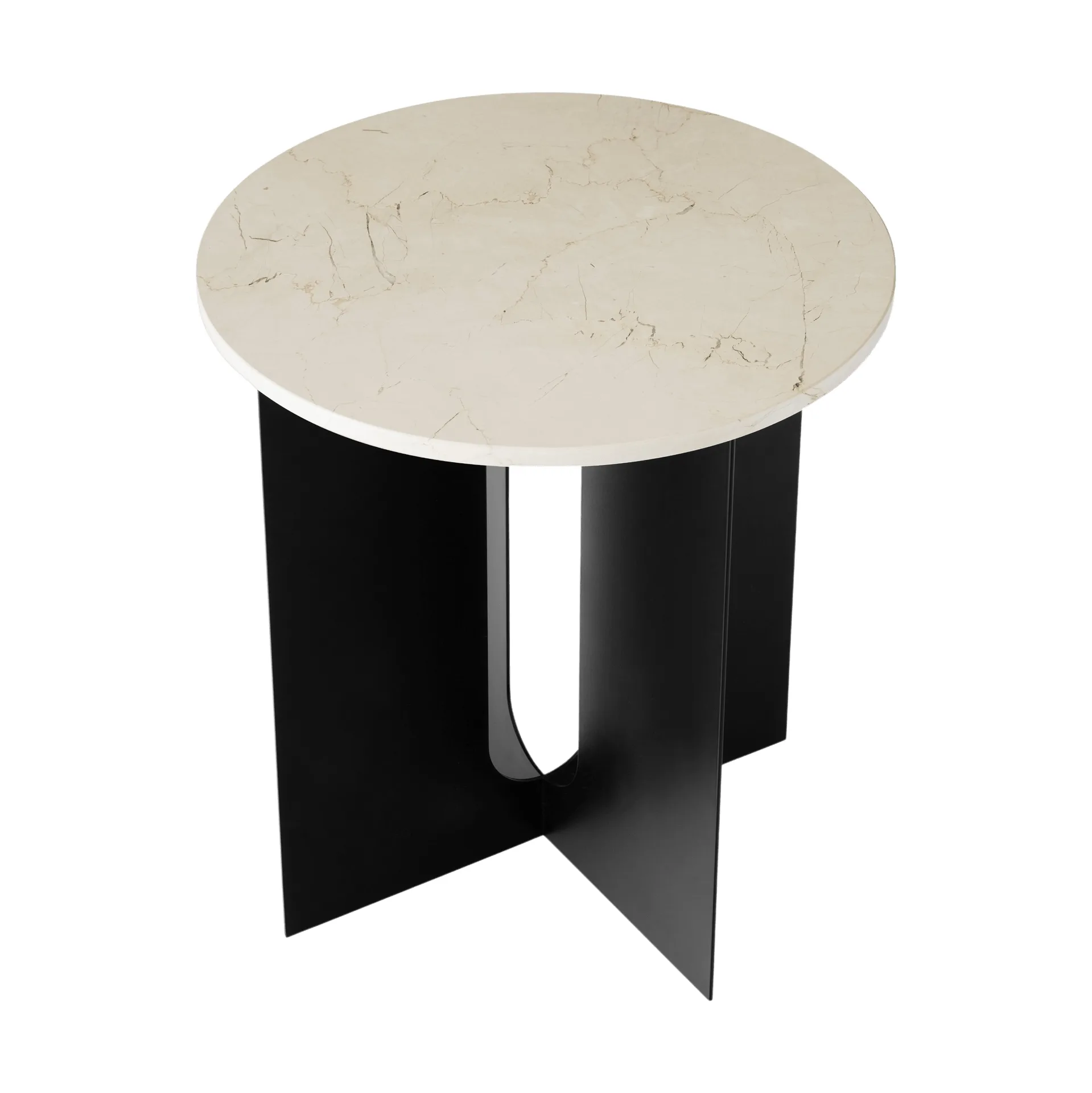 Androgyne Bijzettafel, Crystal Rose marmer-zwart staal, Ø42 cm Audo Copenhagen