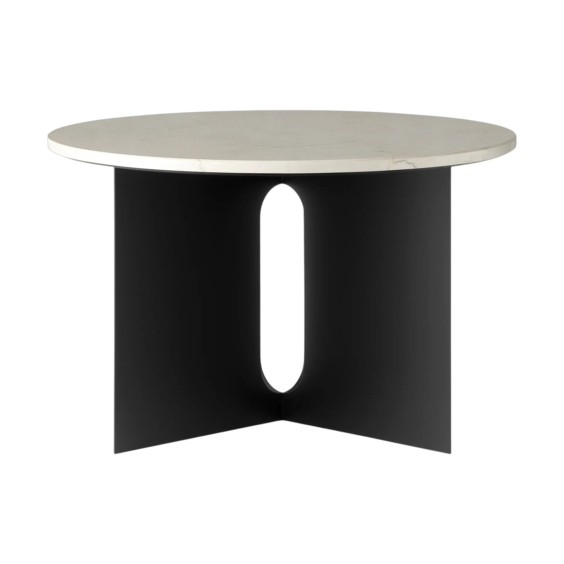 Androgyne Bijzettafel, Crystal Rose marmer-zwart staal, Ø65 cm Audo Copenhagen