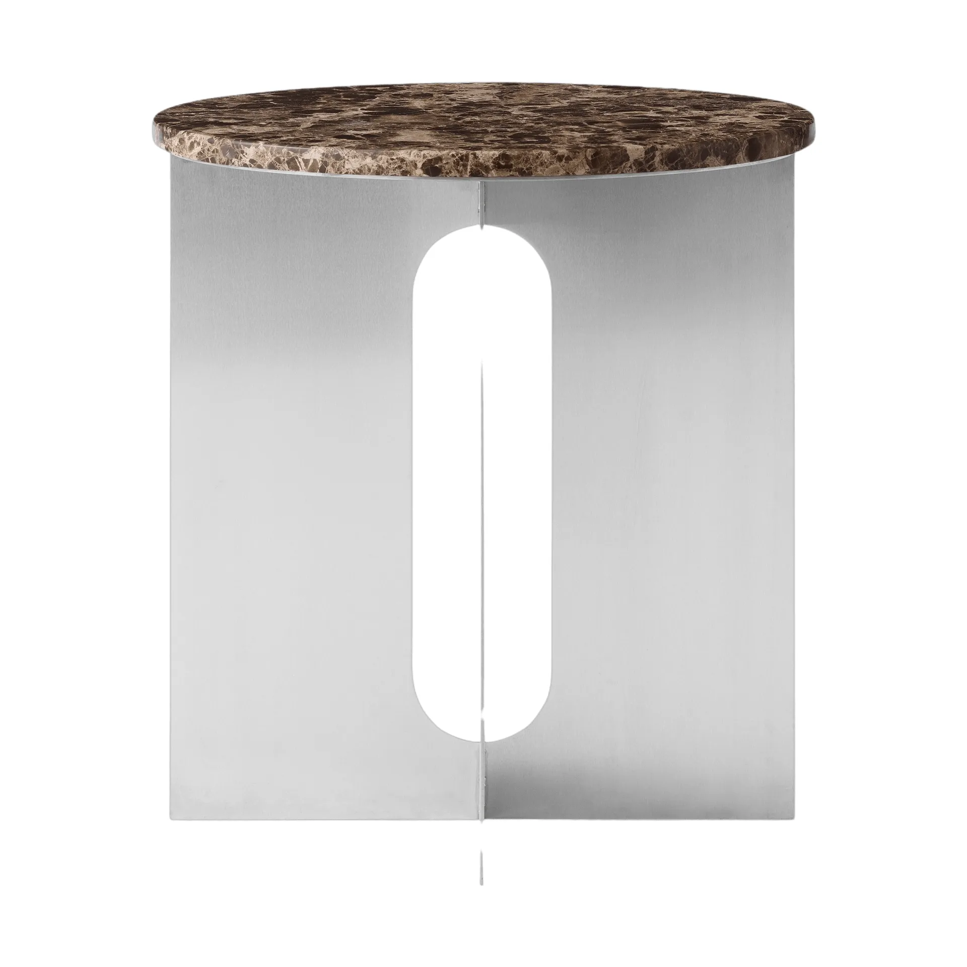 Androgyne Bijzettafel, Emperador marmer-geborsteld staal, Ø42 cm Audo Copenhagen