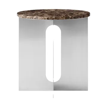 Androgyne Bijzettafel - Emperador marmer-geborsteld staal, Ø42 cm - Audo Copenhagen