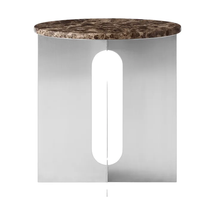 Androgyne Bijzettafel - Emperador marmer-geborsteld staal, Ø42 cm - Audo Copenhagen