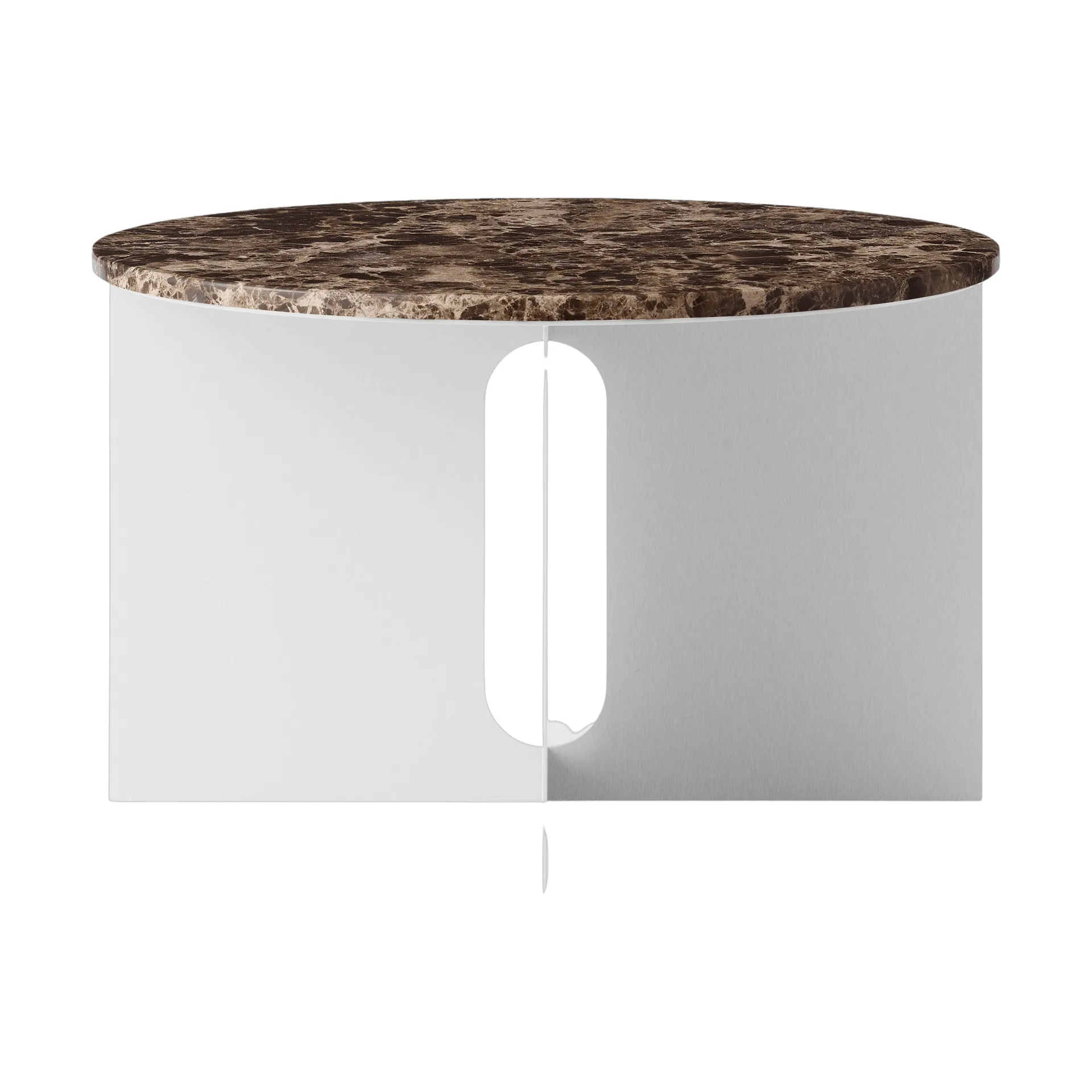 Androgyne Bijzettafel, Emperador marmer-geborsteld staal, Ø65 cm Audo Copenhagen