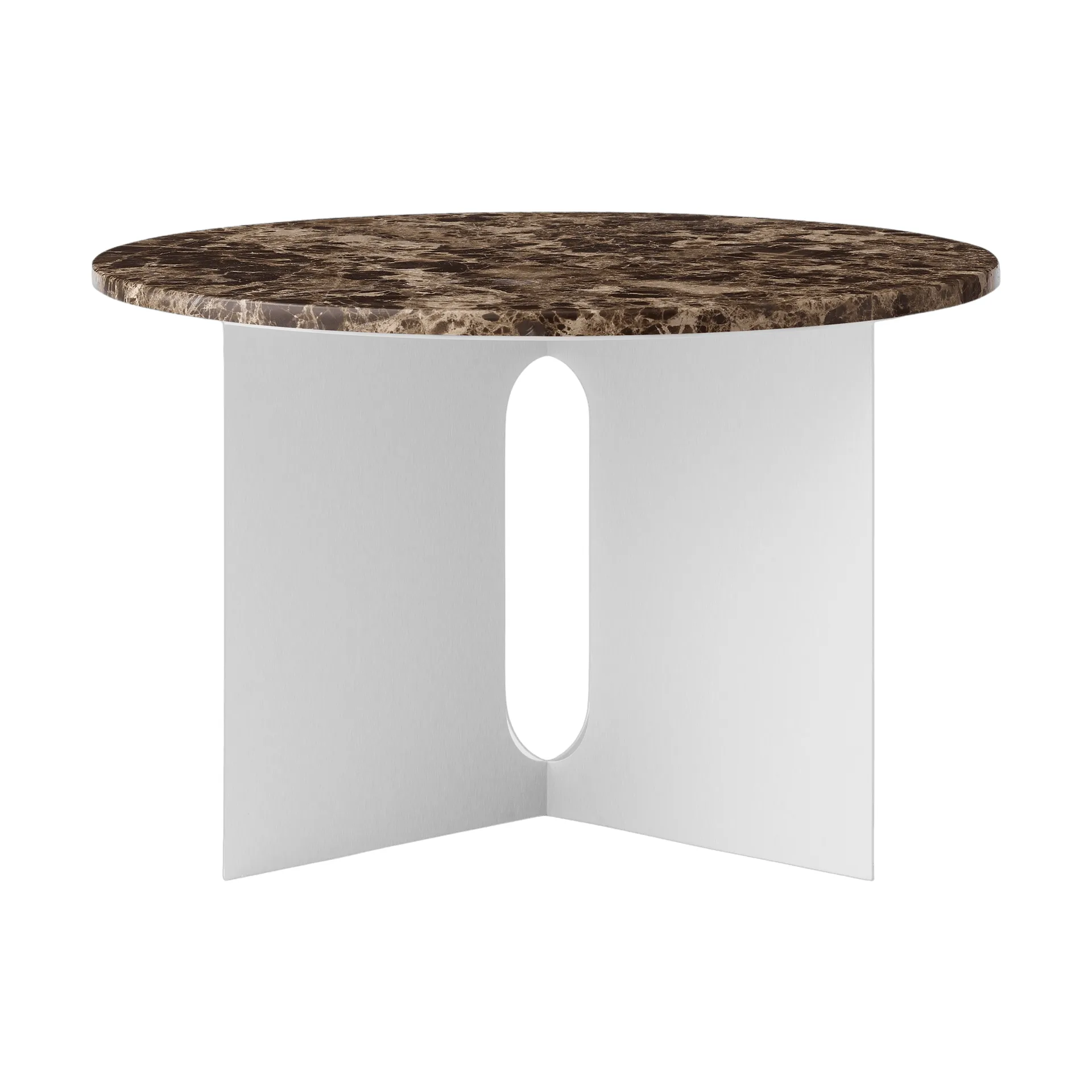 Androgyne Bijzettafel, Emperador marmer-geborsteld staal, Ø65 cm Audo Copenhagen