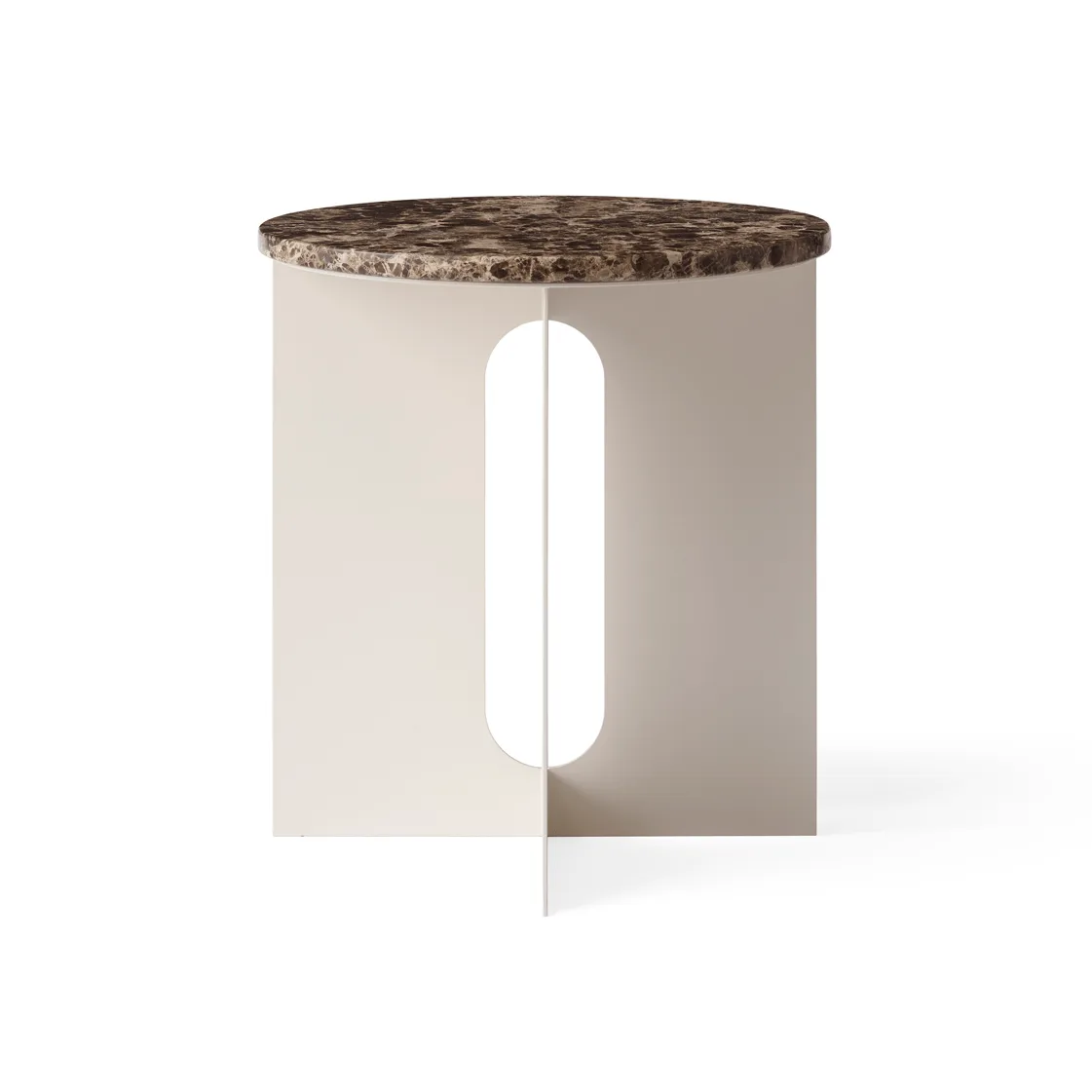 Androgyne Bijzettafel, Emperador marmer-ivory staal, Ø42 cm Audo Copenhagen