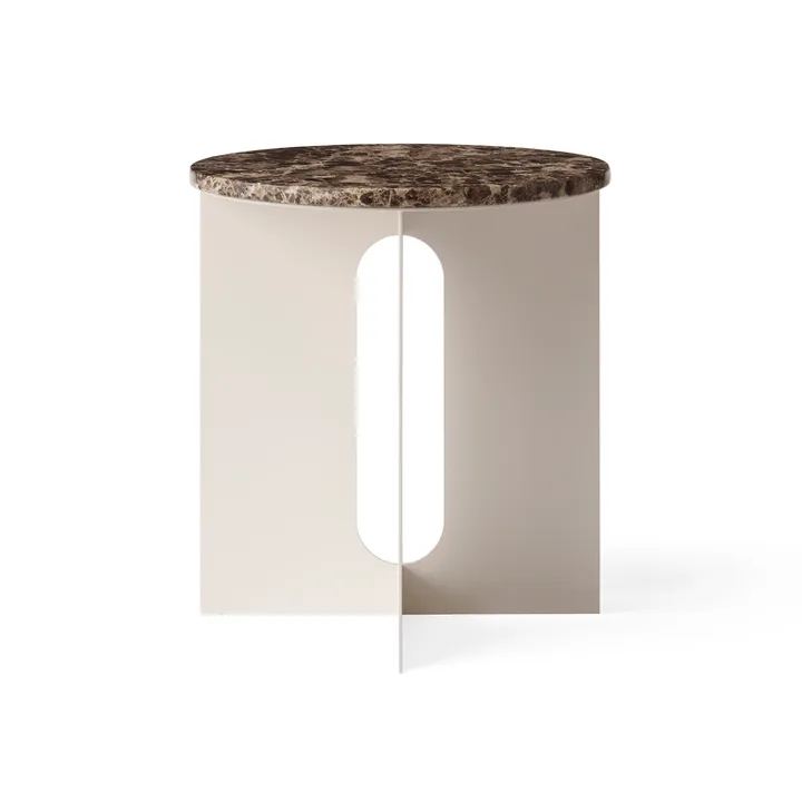 Androgyne Bijzettafel - Emperador marmer-ivory staal, Ø42 cm - Audo Copenhagen