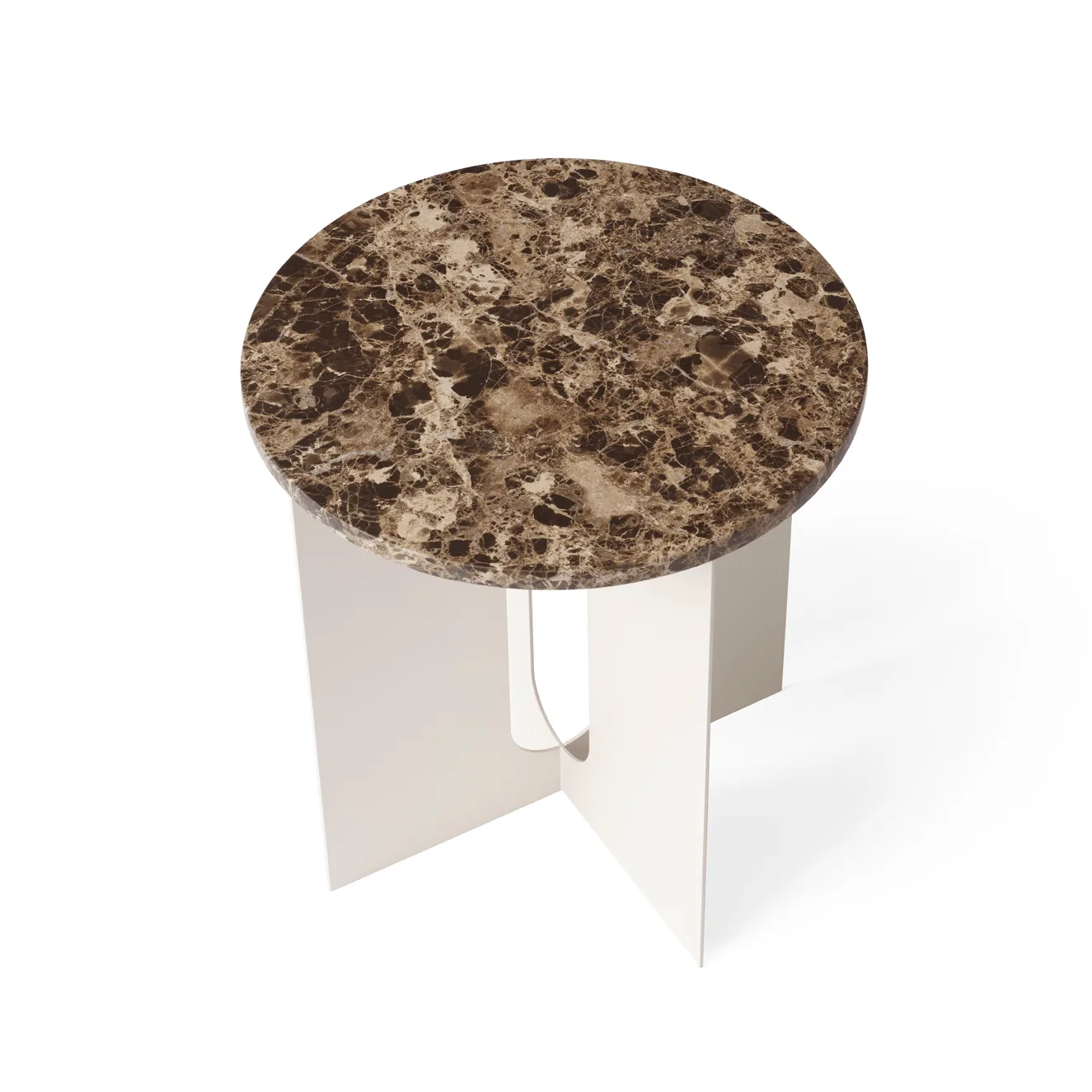Androgyne Bijzettafel, Emperador marmer-ivory staal, Ø42 cm Audo Copenhagen