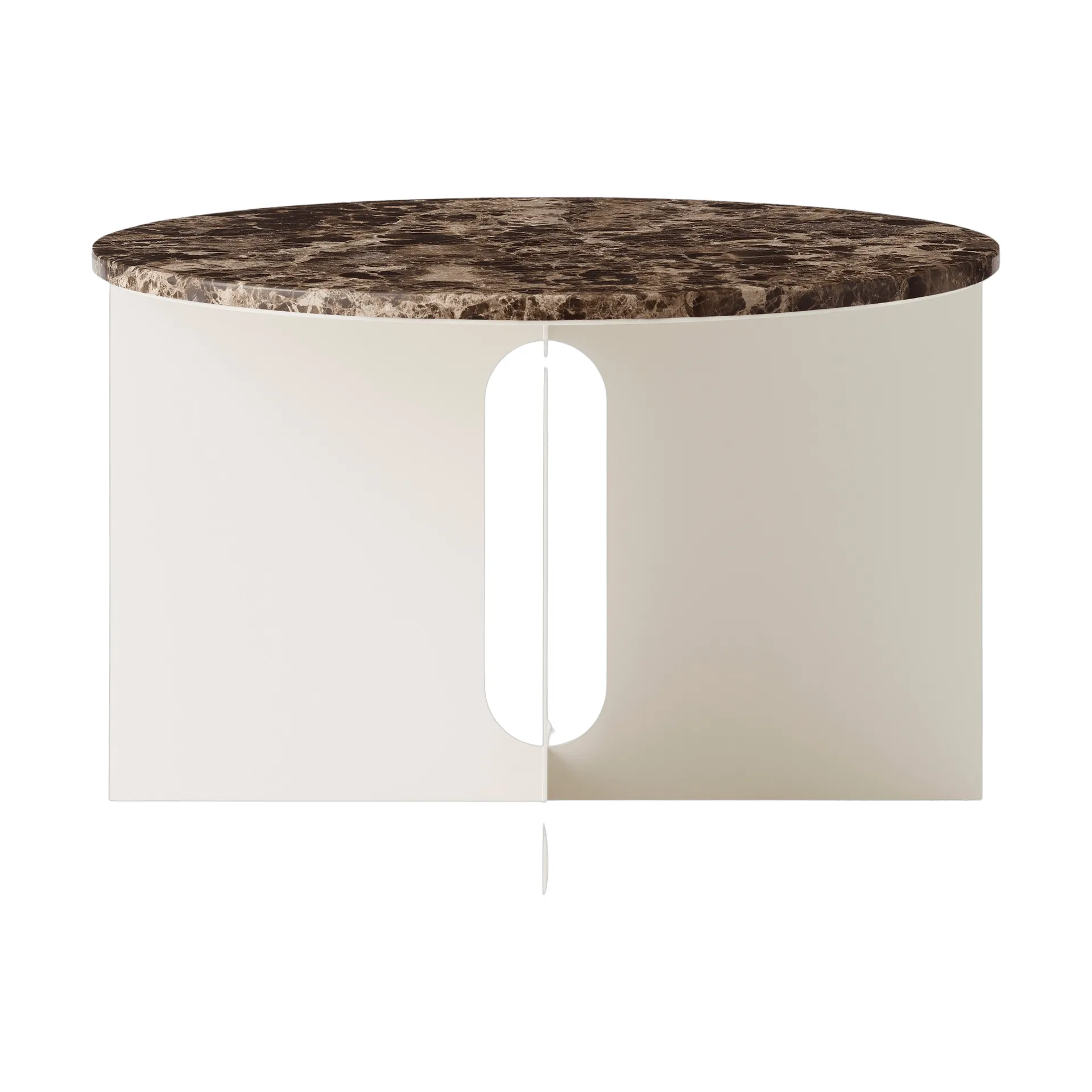 Androgyne Bijzettafel, Emperador marmer-ivory staal, Ø65 cm Audo Copenhagen
