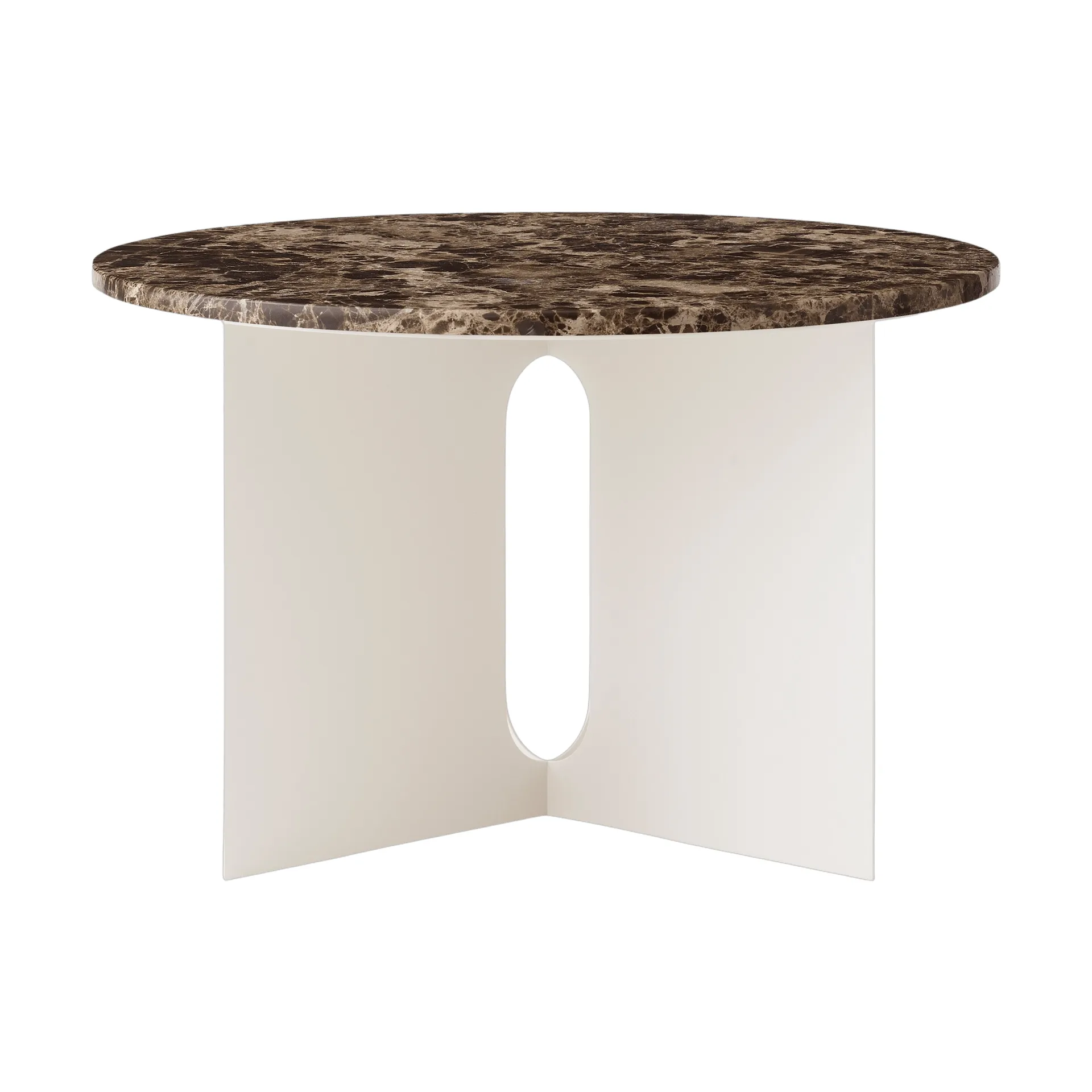 Androgyne Bijzettafel, Emperador marmer-ivory staal, Ø65 cm Audo Copenhagen