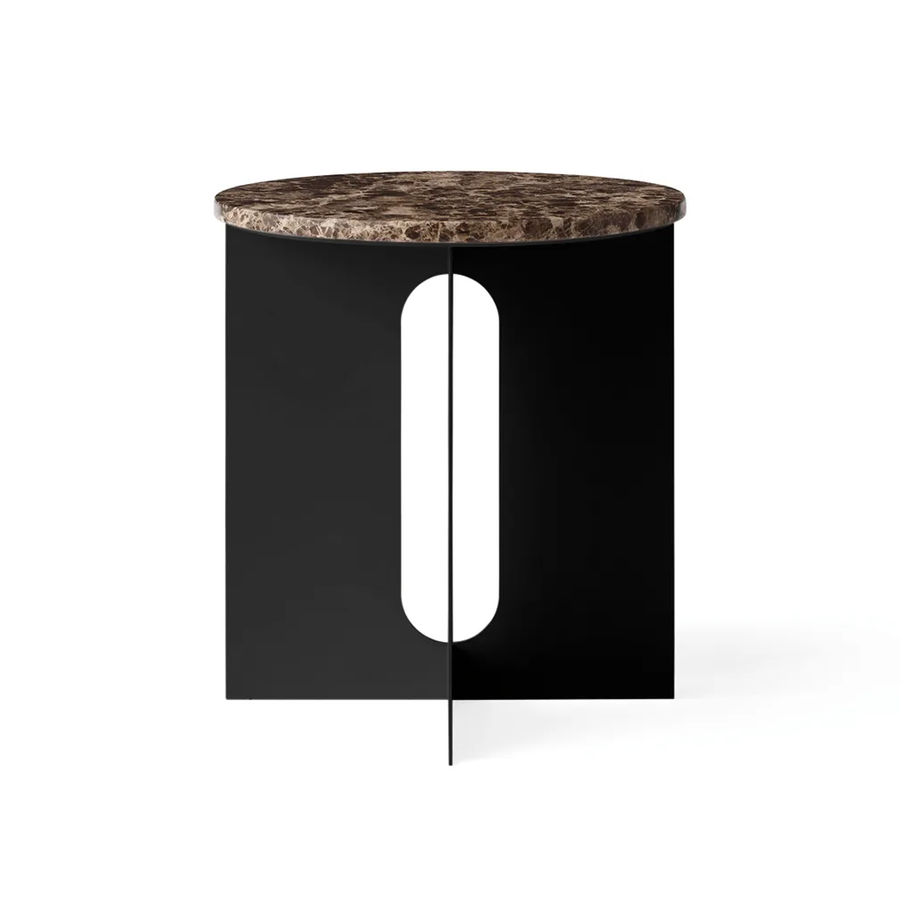 Androgyne Bijzettafel, Emperador marmer-zwart staal, Ø42 cm Audo Copenhagen