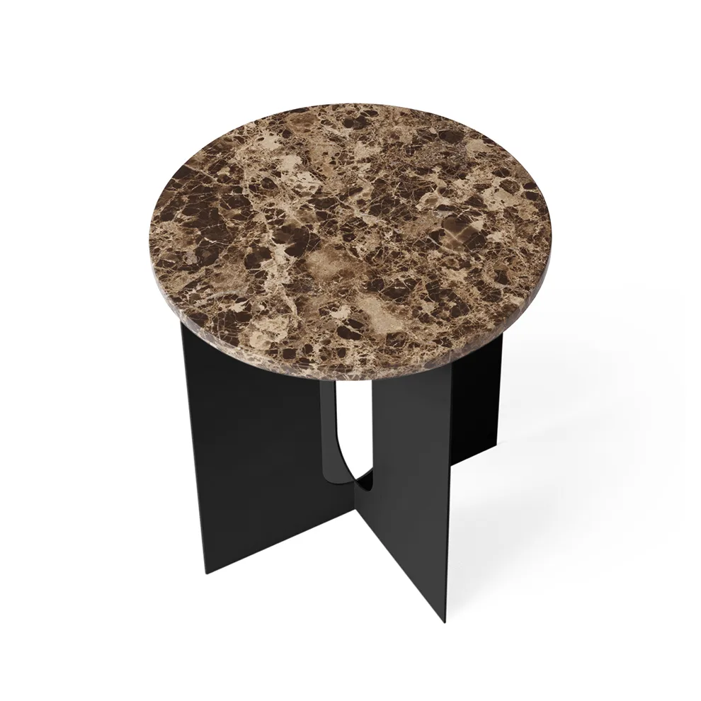 Androgyne Bijzettafel, Emperador marmer-zwart staal, Ø42 cm Audo Copenhagen