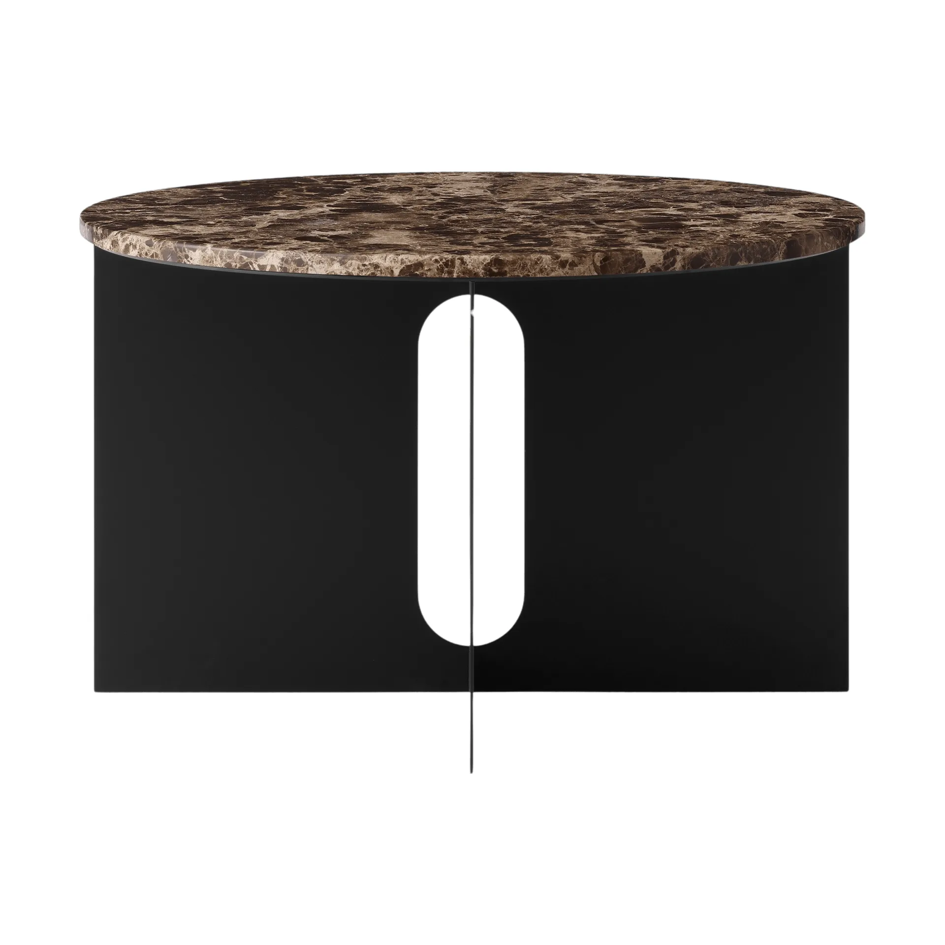 Androgyne Bijzettafel, Emperador marmer-zwart staal, Ø65 cm Audo Copenhagen
