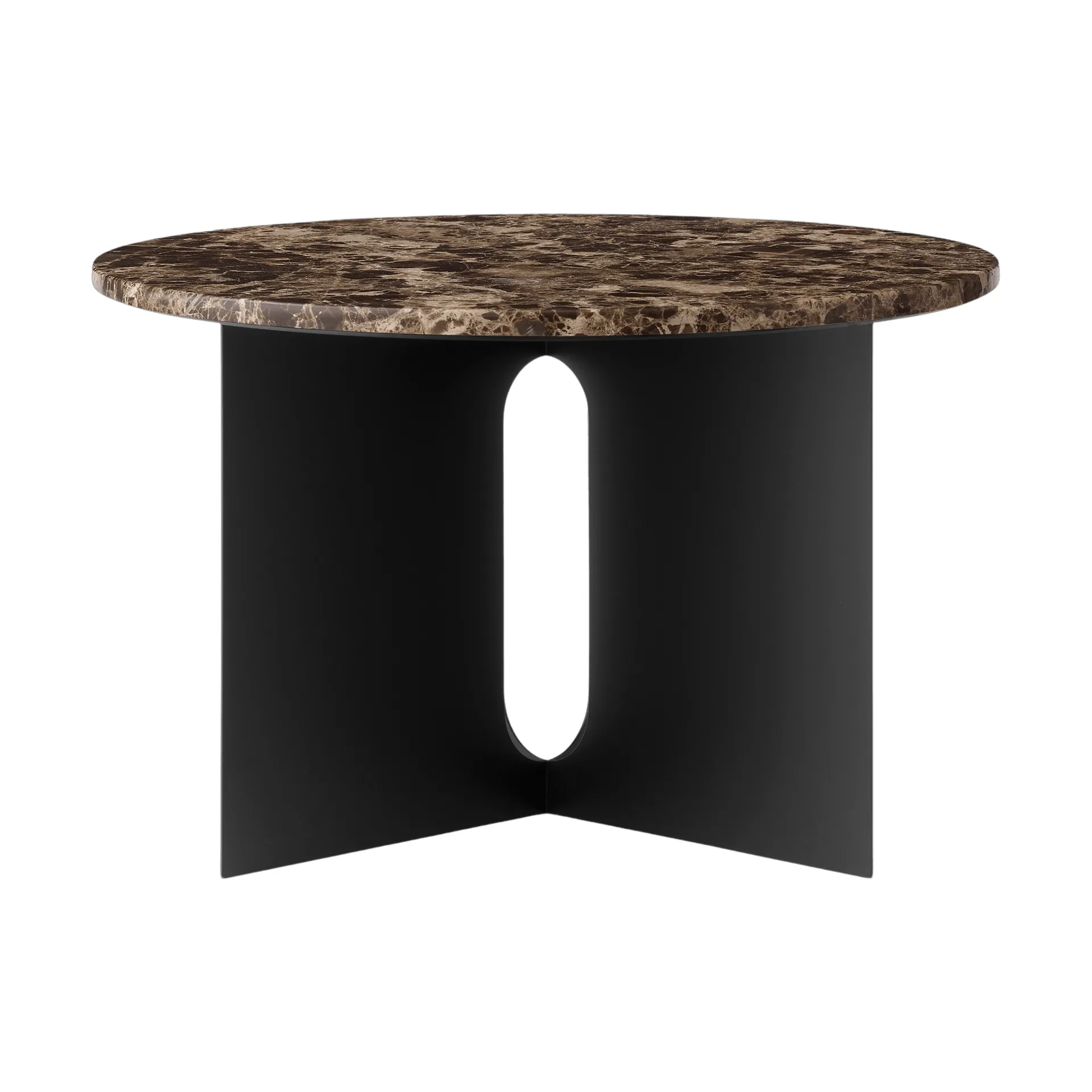 Androgyne Bijzettafel, Emperador marmer-zwart staal, Ø65 cm Audo Copenhagen