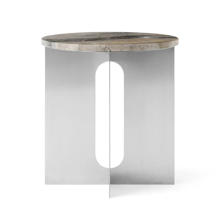 Androgyne Bijzettafel - Grey Galaxy marmer-geborsteld staal, Ø42 cm - Audo Copenhagen