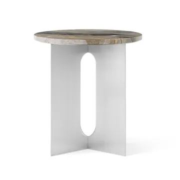 Androgyne Bijzettafel - Grey Galaxy marmer-geborsteld staal, Ø42 cm - Audo Copenhagen