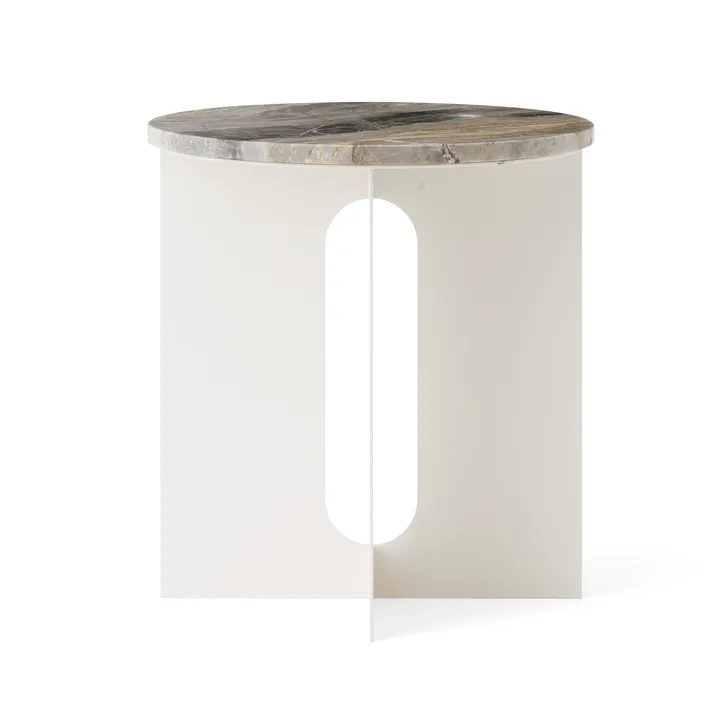 Androgyne Bijzettafel - Grey Galaxy marmer-ivory staal, Ø42 cm - Audo Copenhagen