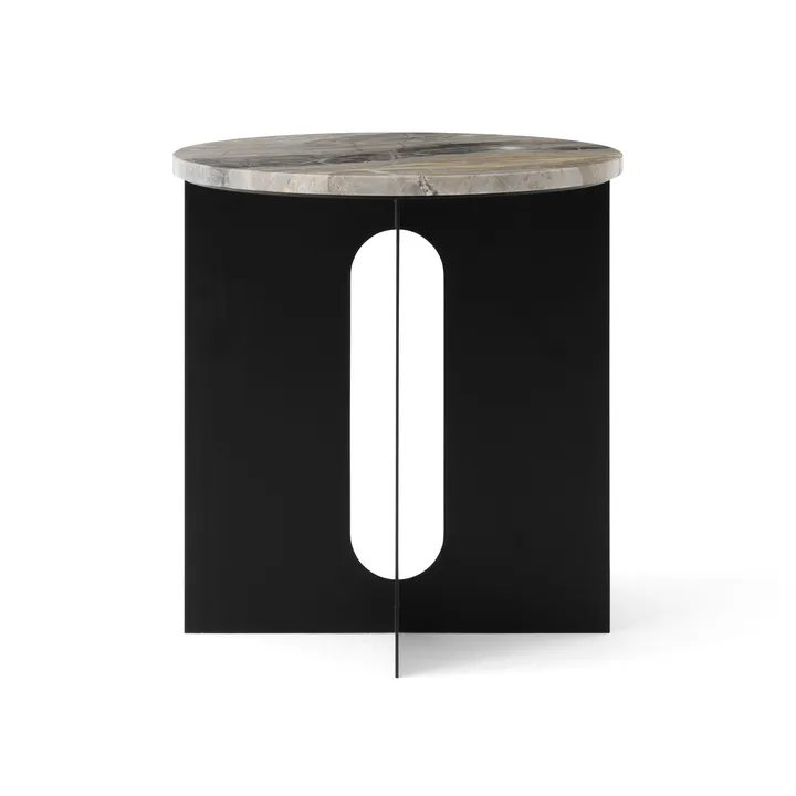 Androgyne Bijzettafel - Grey Galaxy marmer-zwart staal, Ø42 cm - Audo Copenhagen