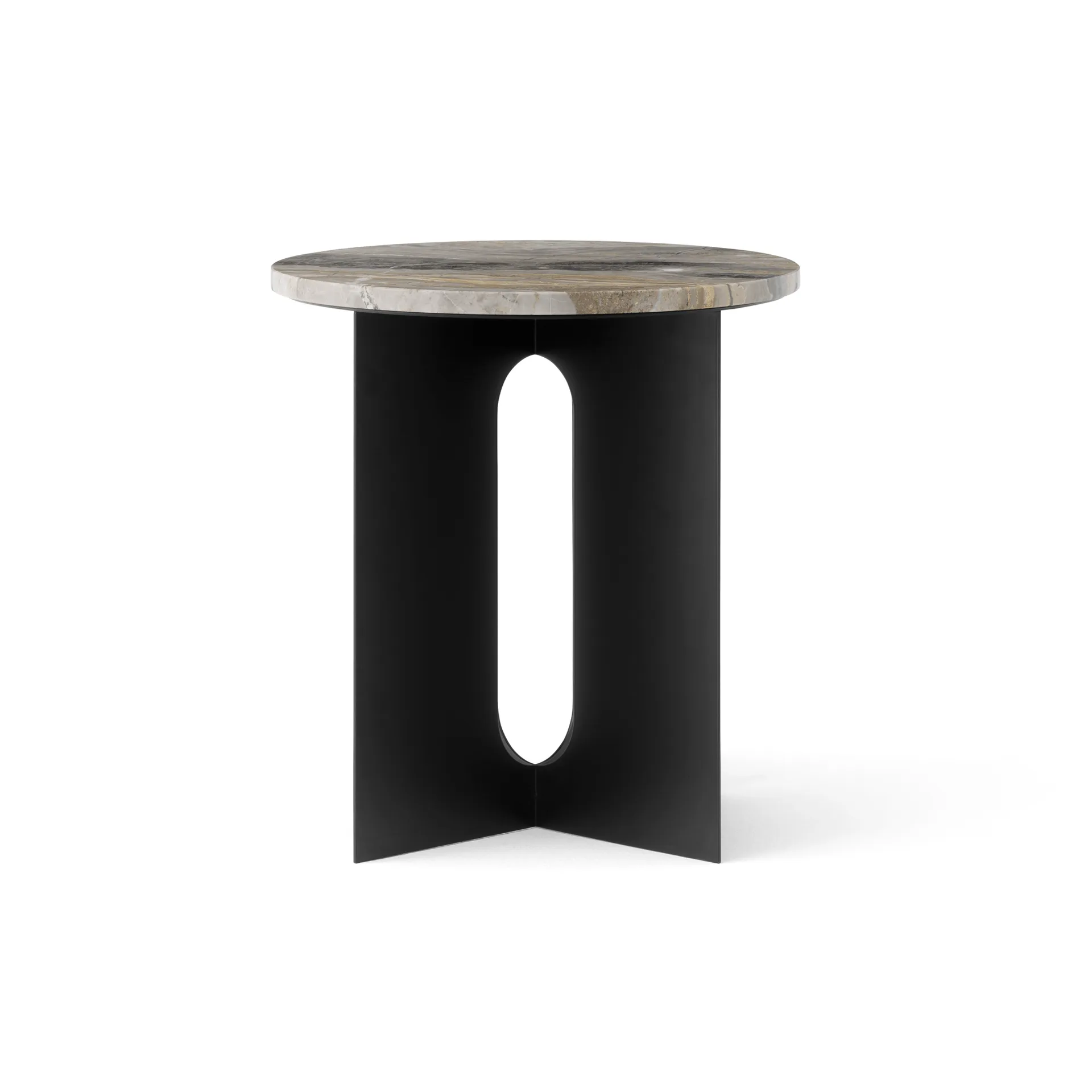 Androgyne Bijzettafel, Grey Galaxy marmer-zwart staal, Ø42 cm Audo Copenhagen