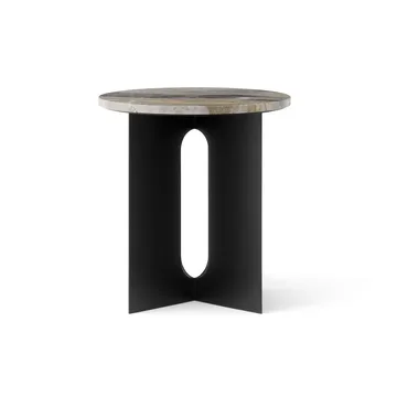 Androgyne Bijzettafel - Grey Galaxy marmer-zwart staal, Ø42 cm - Audo Copenhagen