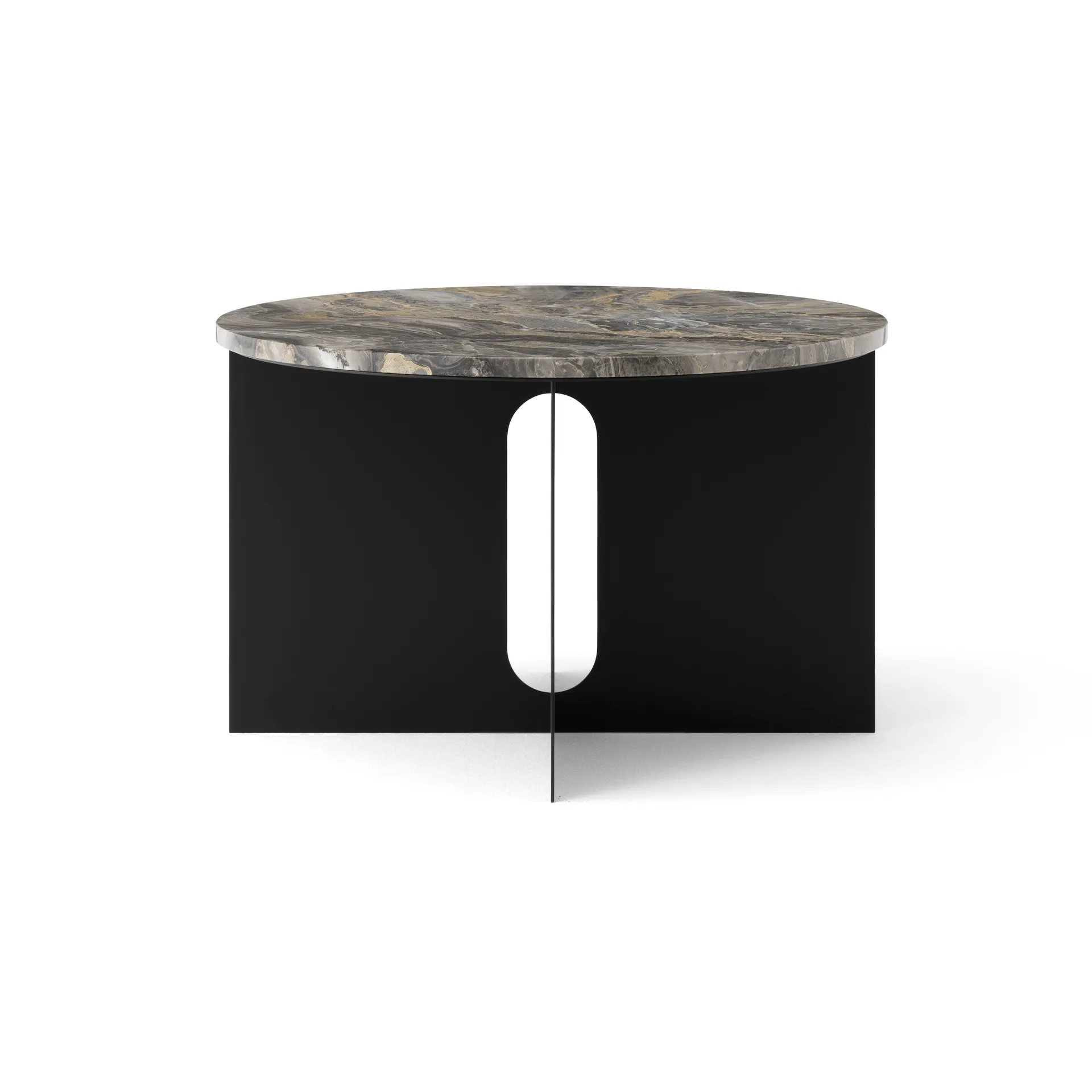 Androgyne Bijzettafel, Grey Galaxy marmer-zwart staal, Ø65 cm Audo Copenhagen