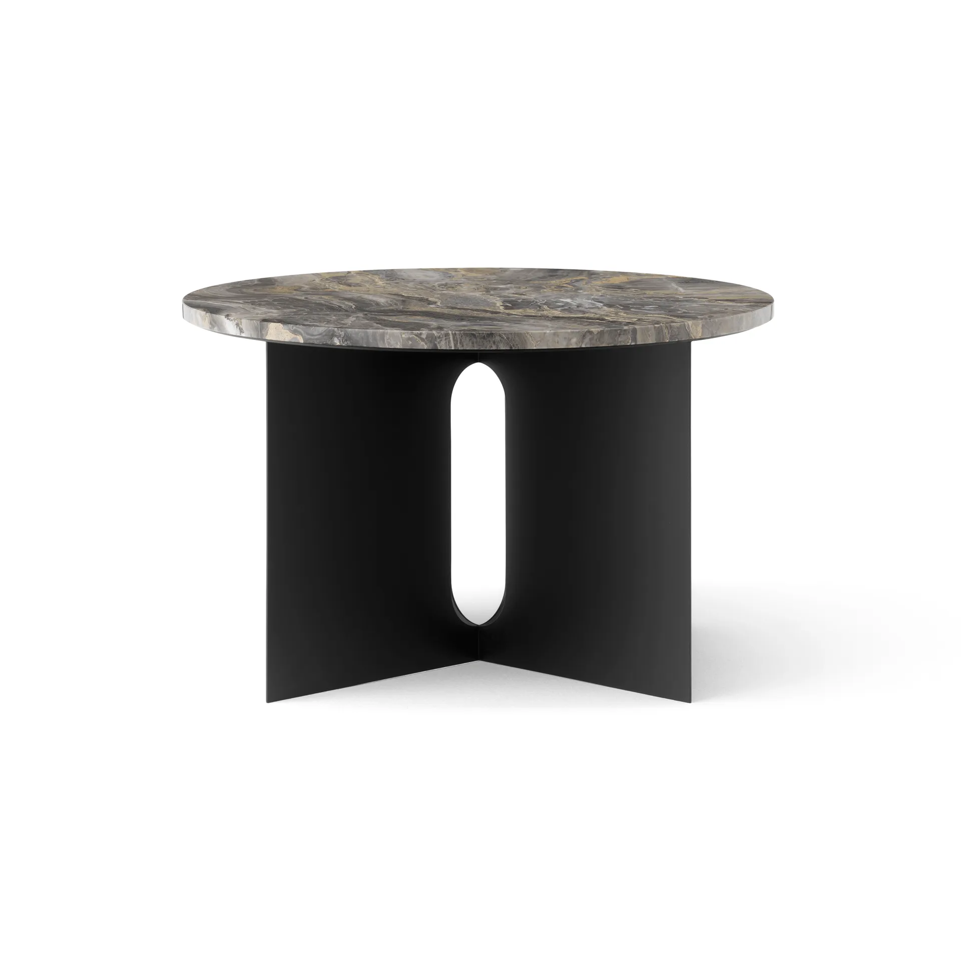 Androgyne Bijzettafel, Grey Galaxy marmer-zwart staal, Ø65 cm Audo Copenhagen