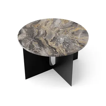 Androgyne Bijzettafel - Grey Galaxy marmer-zwart staal, Ø65 cm - Audo Copenhagen
