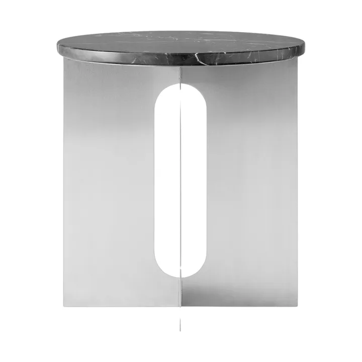 Androgyne Bijzettafel - Nero Maquina marmer-geborsteld staal, Ø42 cm - Audo Copenhagen