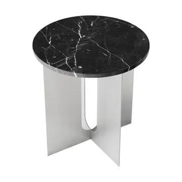 Androgyne Bijzettafel - Nero Maquina marmer-geborsteld staal, Ø42 cm - Audo Copenhagen