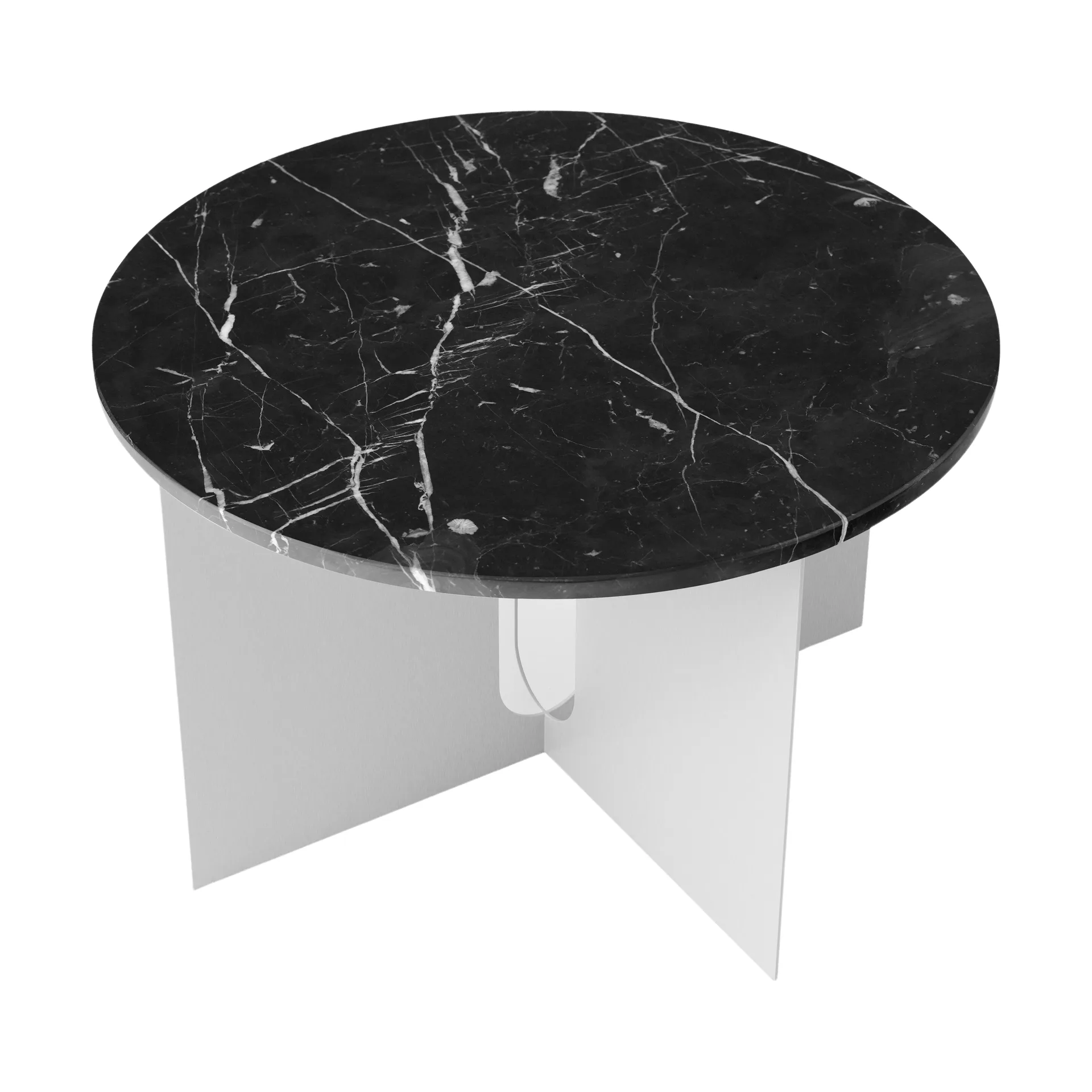 Androgyne Bijzettafel, Nero Maquina marmer-geborsteld staal, Ø65 cm Audo Copenhagen