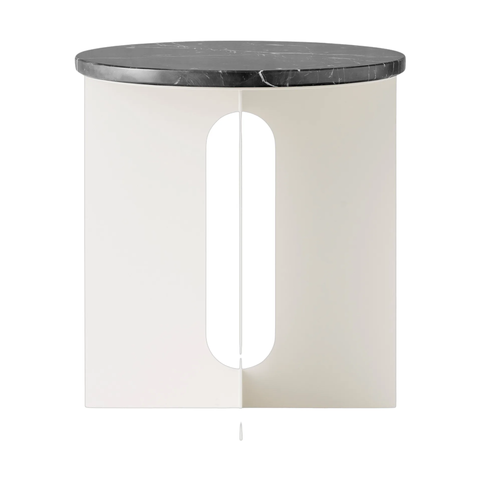 Androgyne Bijzettafel, Nero Marquina marmer-ivory staal, Ø42 cm Audo Copenhagen