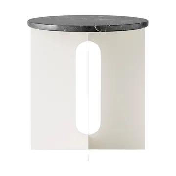 Androgyne Bijzettafel - Nero Marquina marmer-ivory staal, Ø42 cm - Audo Copenhagen