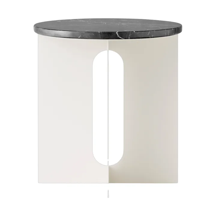 Androgyne Bijzettafel - Nero Marquina marmer-ivory staal, Ø42 cm - Audo Copenhagen