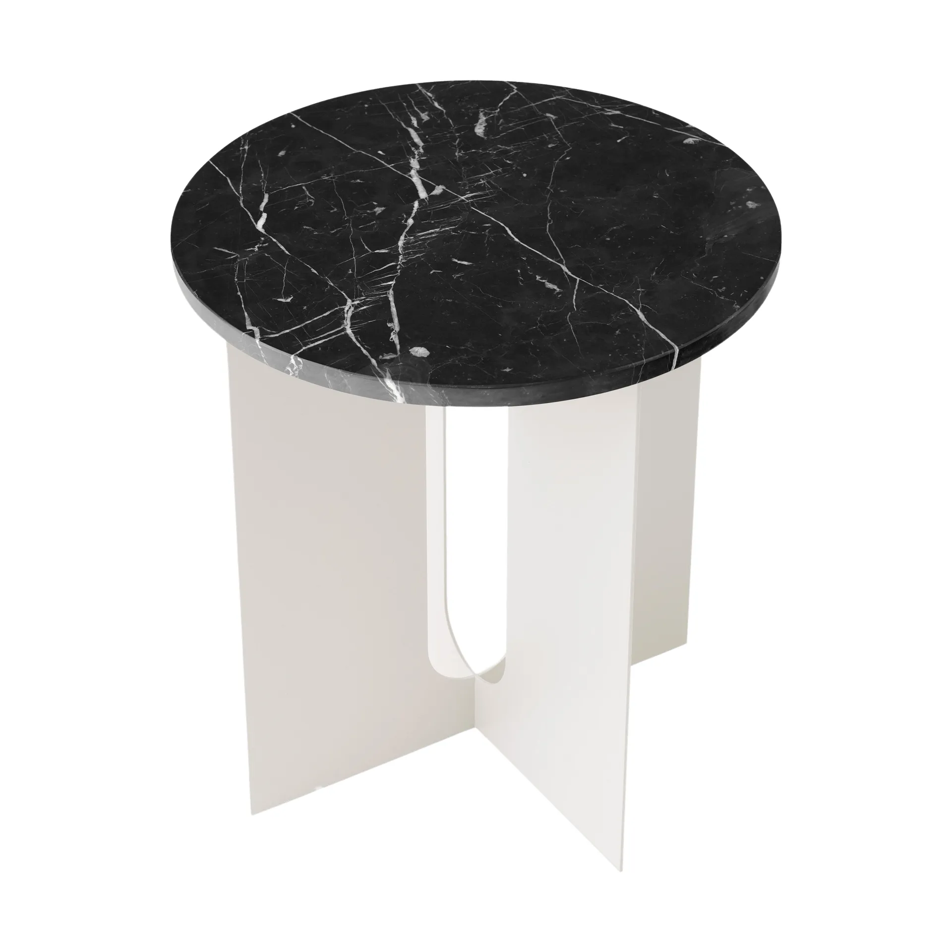 Androgyne Bijzettafel, Nero Marquina marmer-ivory staal, Ø42 cm Audo Copenhagen