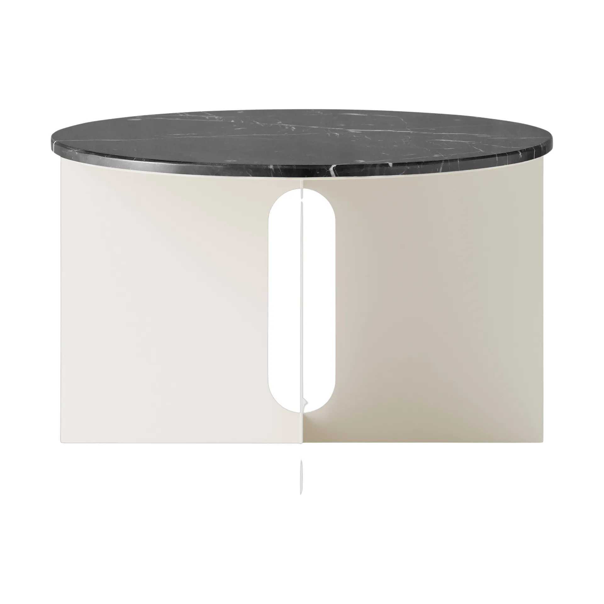 Androgyne Bijzettafel, Nero Marquina marmer-ivory staal, Ø65 cm Audo Copenhagen