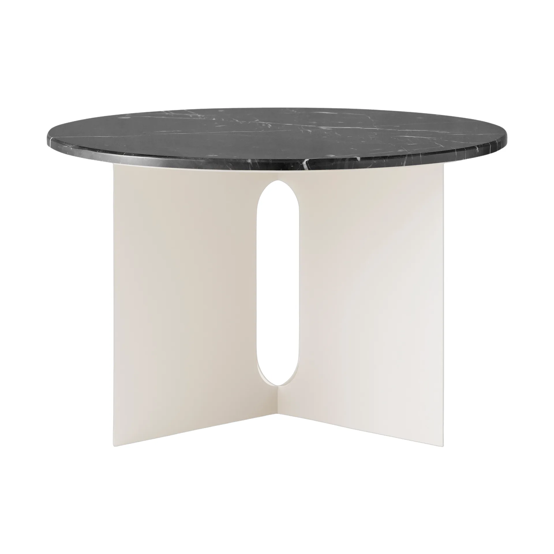 Androgyne Bijzettafel, Nero Marquina marmer-ivory staal, Ø65 cm Audo Copenhagen