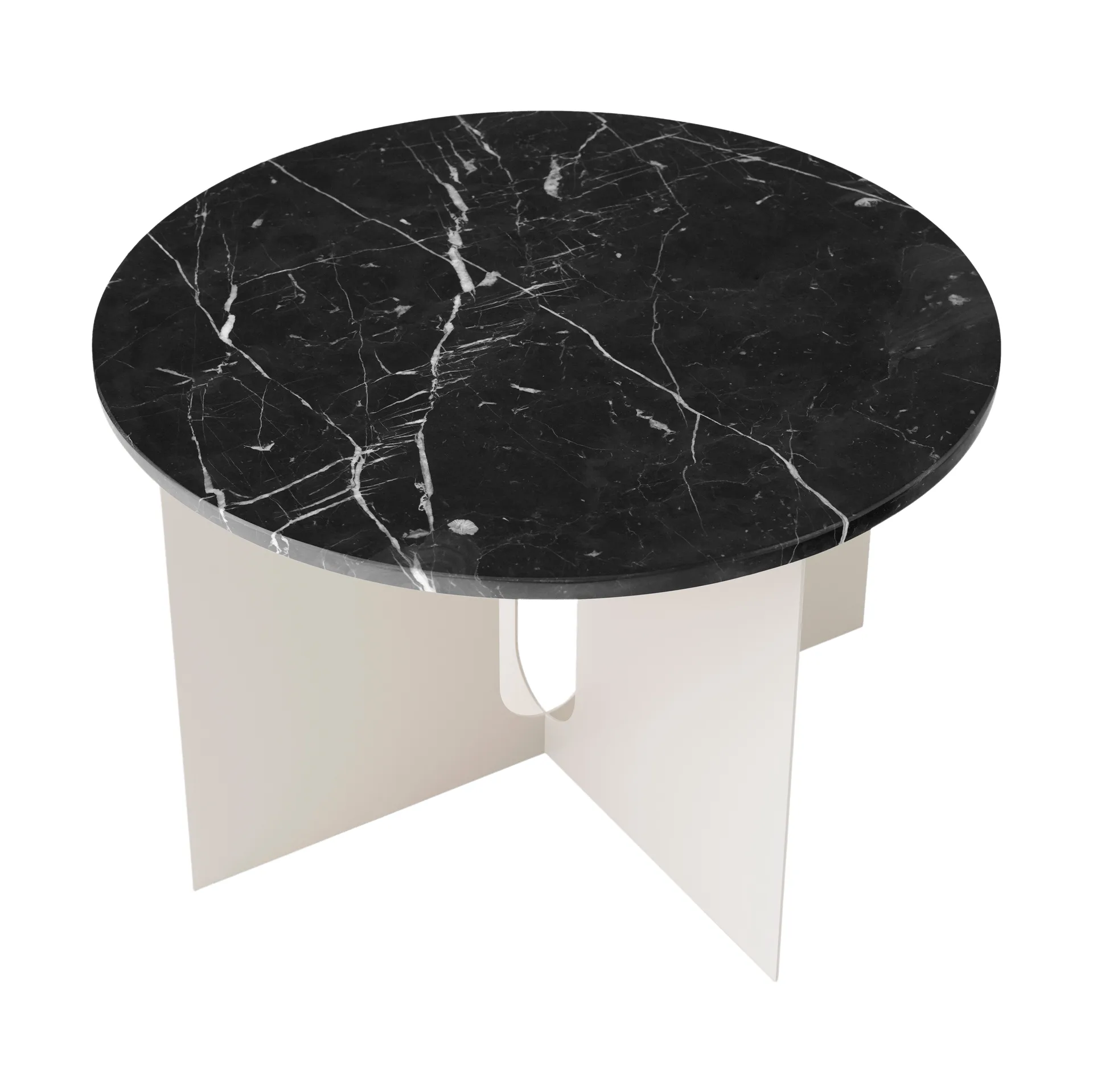 Androgyne Bijzettafel, Nero Marquina marmer-ivory staal, Ø65 cm Audo Copenhagen