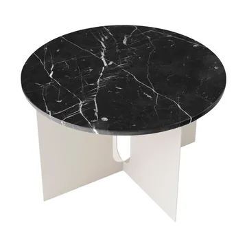 Androgyne Bijzettafel - Nero Marquina marmer-ivory staal, Ø65 cm - Audo Copenhagen