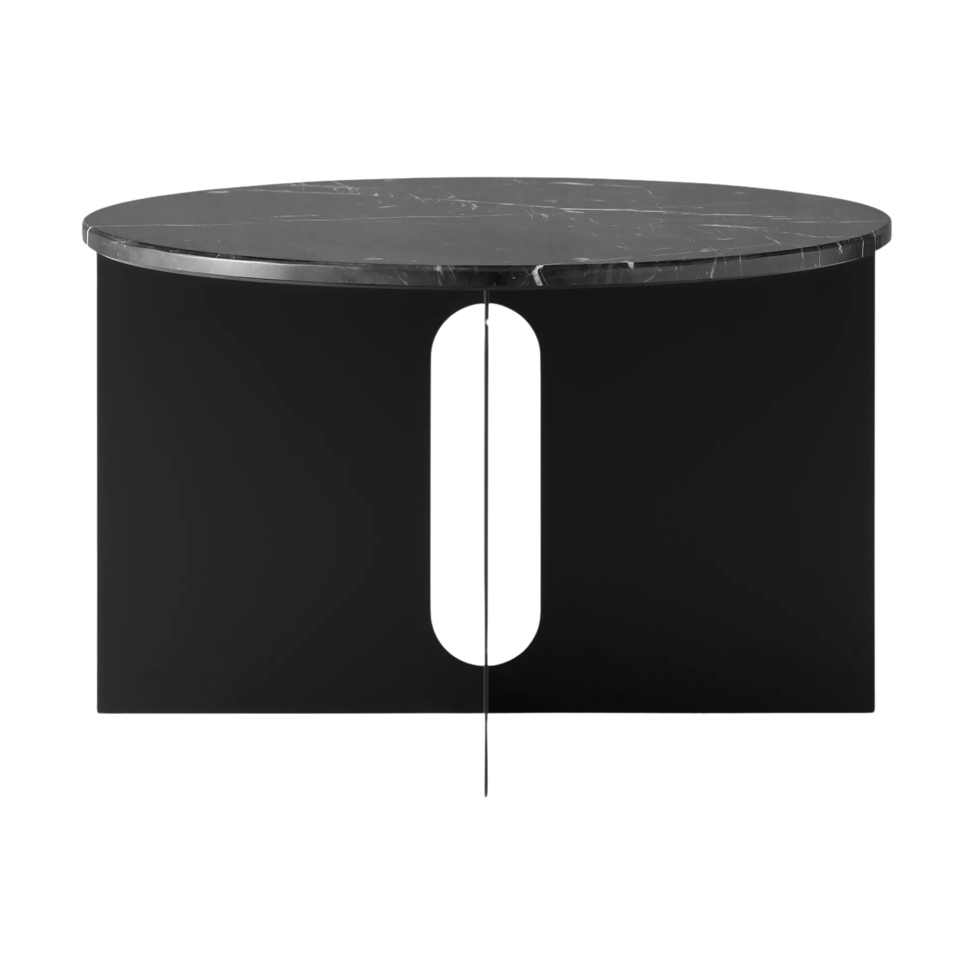 Androgyne Bijzettafel, Nero Marquina marmer-zwart staal, Ø65 cm Audo Copenhagen