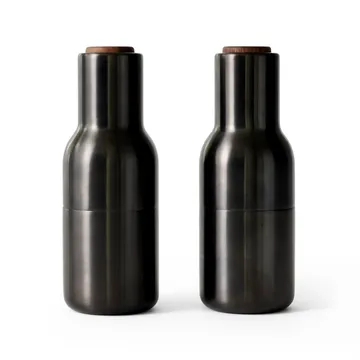 Bottle Grinder kruidenmolen metaal 2-pack - Bronzed brass (deksel van walnoothout) - Audo Copenhagen