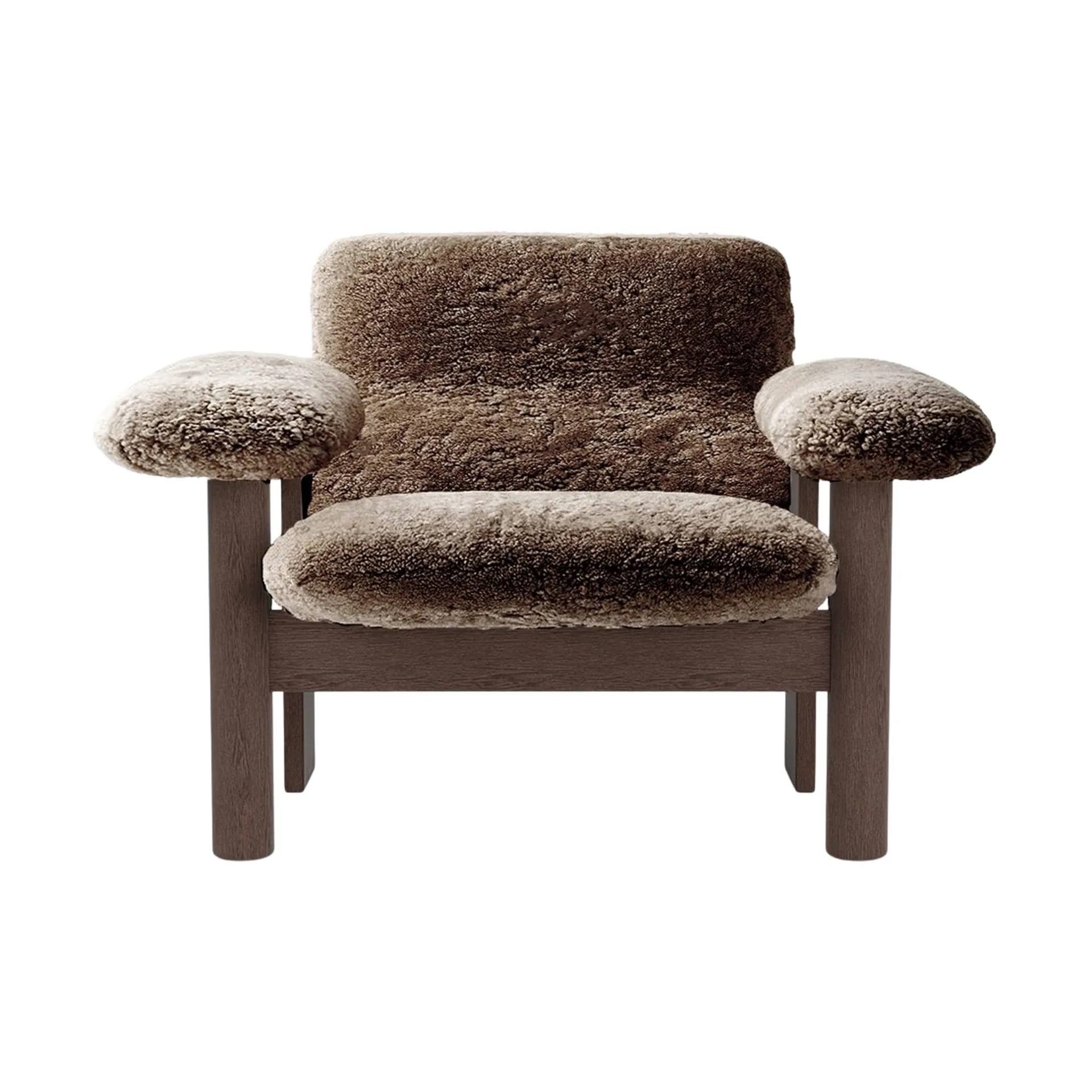 Brasilia fauteuil low back, Dark oak-Sahara sheepskin curly Audo Copenhagen