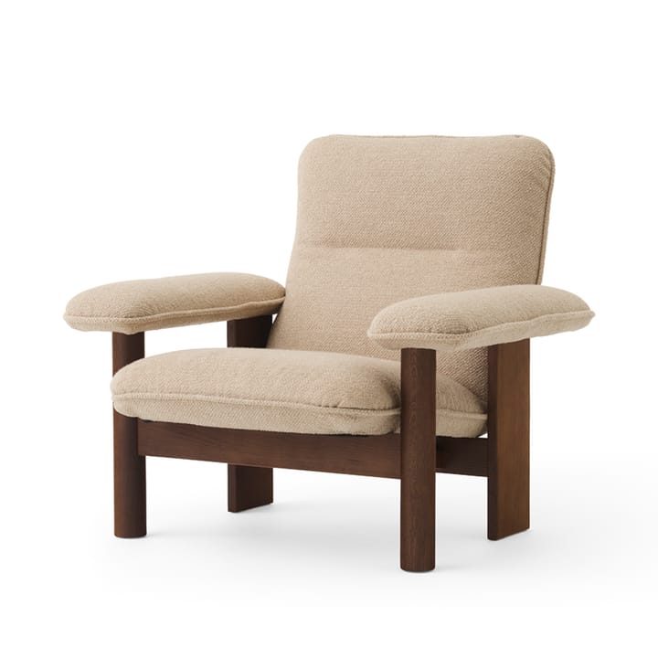 Brasilia fauteuil - stof bouclé 02 beige, donkergebeitst eikenhouten onderstel  - Audo Copenhagen