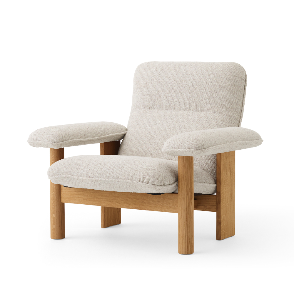 Audo Copenhagen Brasilia fauteuil stof moss 011 grijs, eikenhouten onderstel