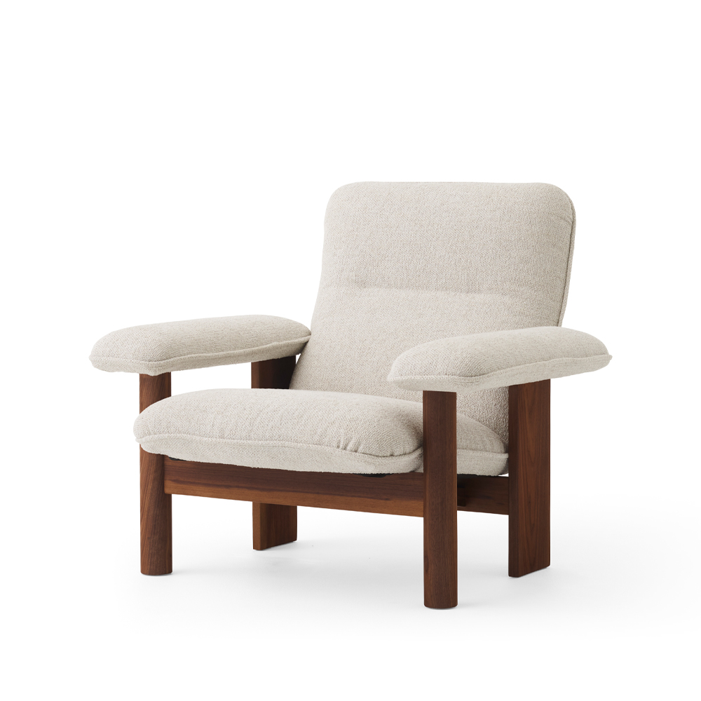 Audo Copenhagen Brasilia fauteuil stof moss 011 grijs, walnoothouten onderstel