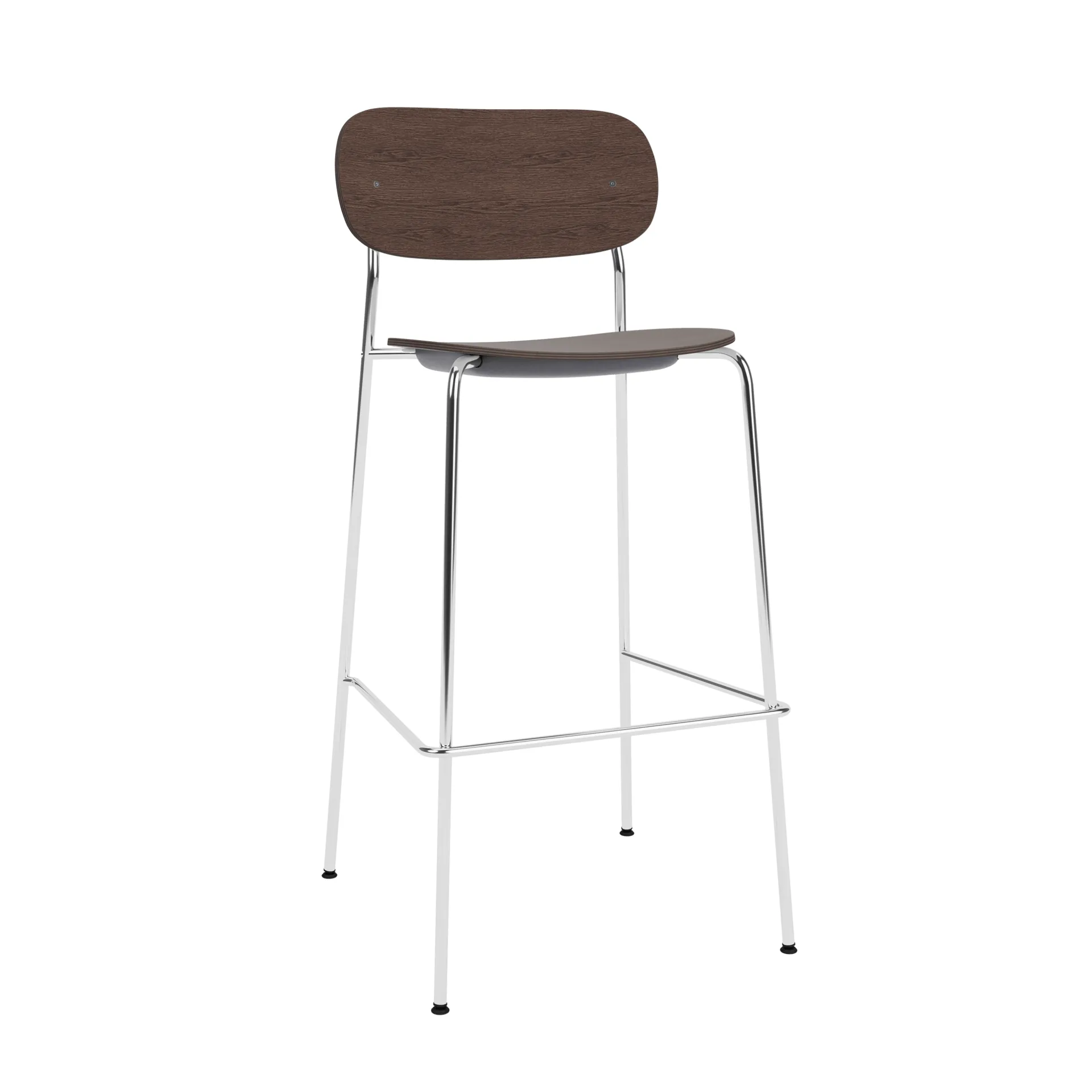 Co Bar Chair barkruk, Donker gebeitst eiken-chroomstaal, 75 cm Audo Copenhagen