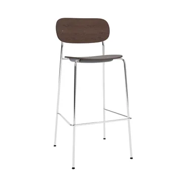 Co Bar Chair barkruk - Donker gebeitst eiken-chroomstaal, 75 cm - Audo Copenhagen