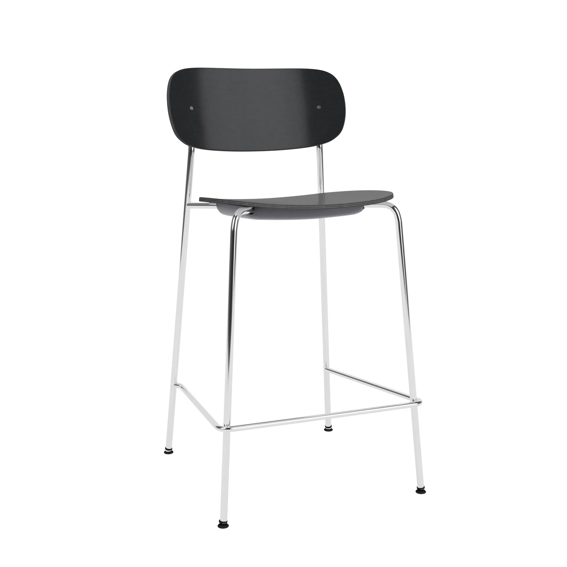 Co Bar Chair barkruk, Zwart eiken-verchroomd staal, 65 cm Audo Copenhagen